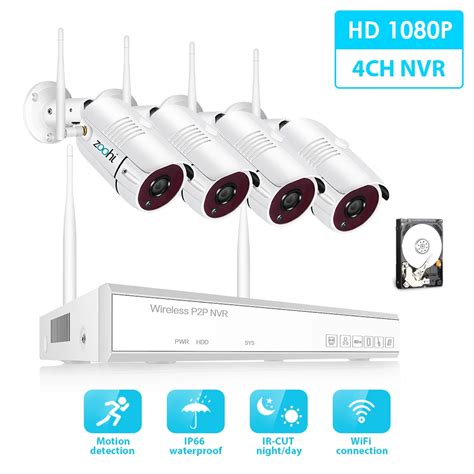 Zoohi Wireless Surveillance System Kit 1080P 2MP HD WIFI Camera Home ...