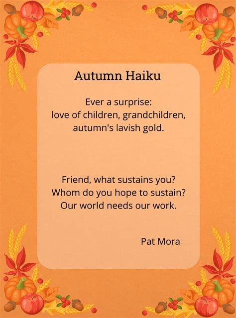 Autumn Haiku – Pat Mora