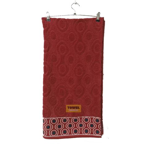 Embroidered Textured Fluffy Velvet Red Full Size Bath Towel - Towel Showel