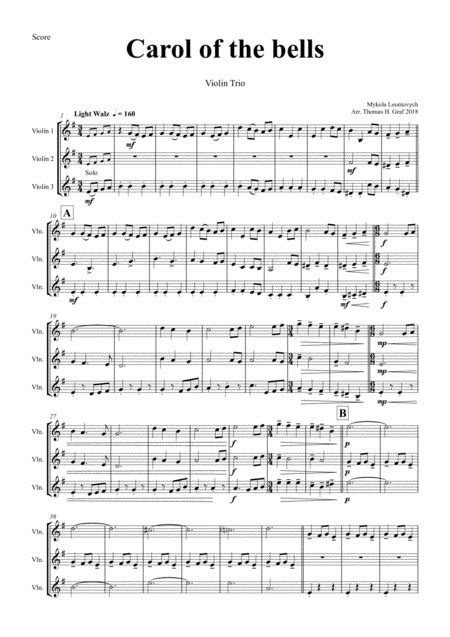 Carol of the Bells - Pentatonix style - Violin Trio (arr. Thomas Graf ...