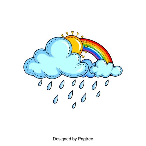 Beautiful Cool Cartoon Hand Painted Rain Water Droplets Clouds ...