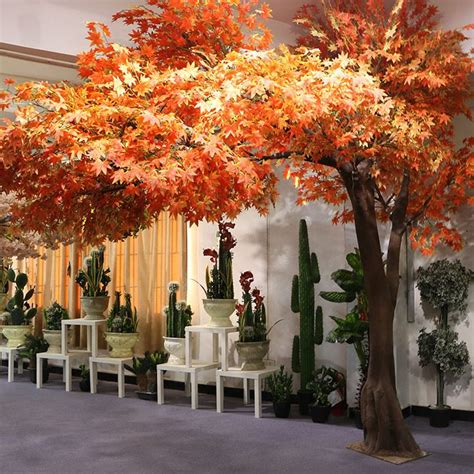 Make Fiberglass Indoor Outdoor Decor Big High Simulation Fake Autumn Red Trees Japan Artificial ...