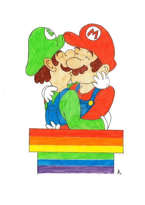 Mario y Luigi kiss by MangaPortraitDolores on DeviantArt