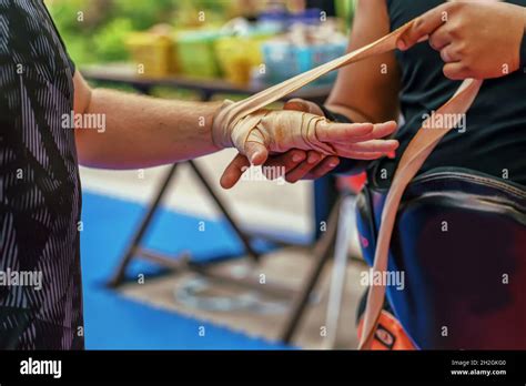 Prepare for training thai boxing in a boxing stadium Stock Photo - Alamy