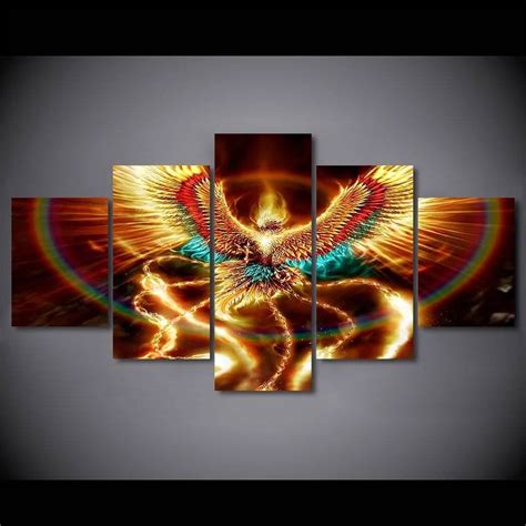 Phoenix Wall Art, Mystical Bird Canvas Art, Reborn From Ashes Large ...