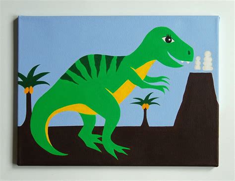 Kids Dinosaur Art T Rex painting Dinosaur Nursery Art