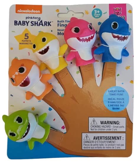 NICKELODEON BABY SHARK Bath Finger Puppets Baby Shark & Family 3+ New on Card $7.19 - PicClick
