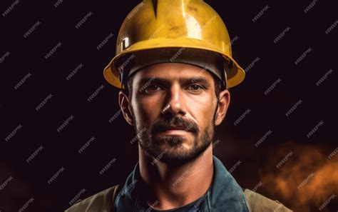 Premium AI Image | Portrait of men construction worker wearing hard hat