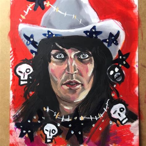 a painting of a man wearing a hat with skulls on it