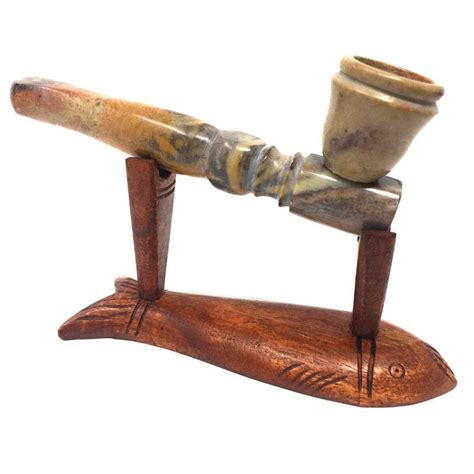 Matchpipe Wooden Tobacco Pipe Stand for long stem Tobacco Smoking Pipes, Handmade from Solid ...