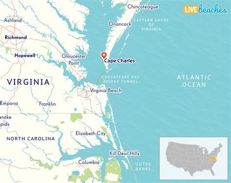 Map of Cape Charles, Virginia - Live Beaches