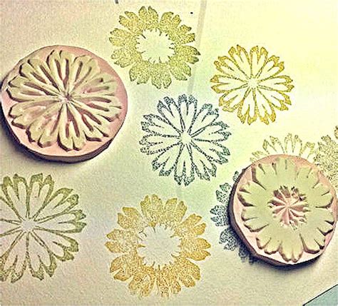 One set two flower rubber stamps daisy flower handmade | Etsy