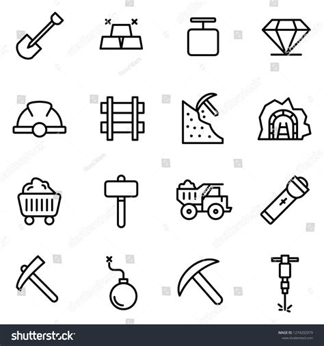 Mining Icons Pack Isolated Mining Symbols Stock Vector (Royalty Free ...