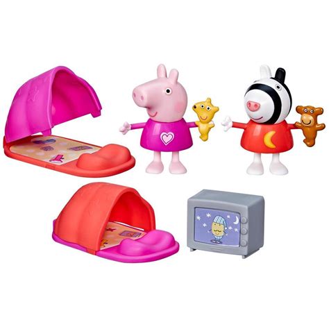 Peppa Pig Toys Peppa's Sleepover Preschool Playset, 2 Figures and 3 ...