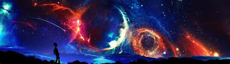 galaxy wallpaper #universe #space digital art dual monitors multiple ...