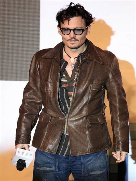 Johnny Depp Distressed Brown Leather Jacket