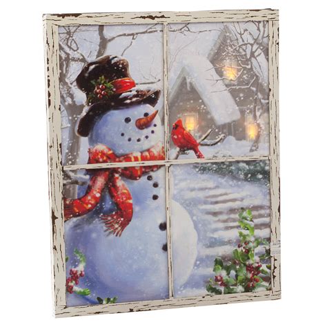 Lighted Snowman Window Canvas - Christmas Wall Décor - Miles Kimball