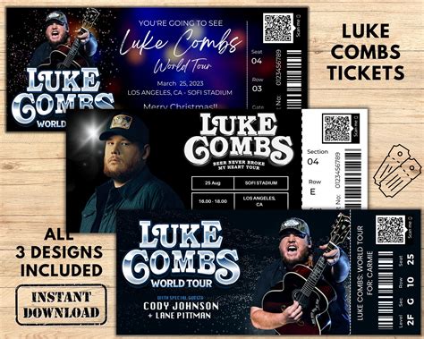 Luke Combs World tour ticket, Luke Combs Ticket, Canva Fully Editable, Luke Combs concert ticket ...