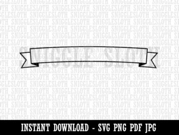 Blank Arched Ribbon Banner B&W Clipart Digital Download SVG PNG JPG Cut File
