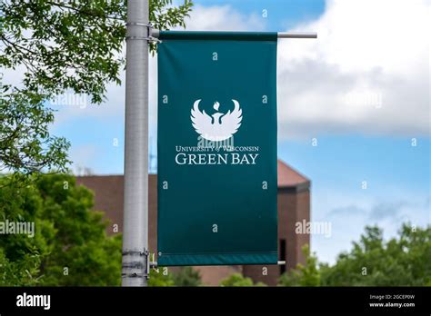 GREEN BAY, WI,USA - JUNE 21, 2021 - Campus banner and trademark logo for the campus of the ...