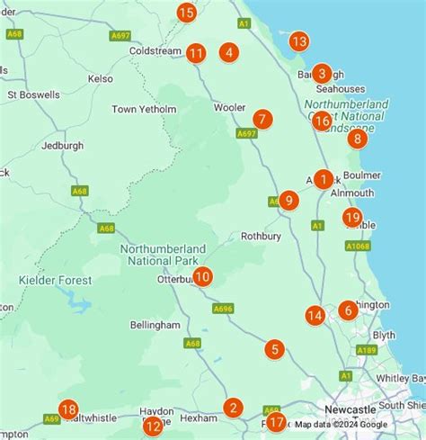 Castles in Northumberland - Google My Maps