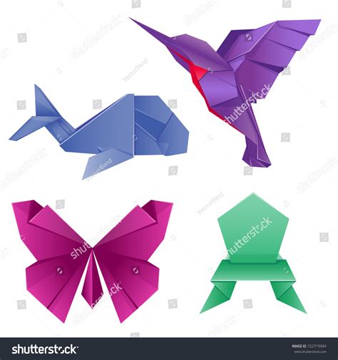 Animals Origami Set Japanese Folded Modern Stock Vector (Royalty Free) 722715994 | Shutterstock