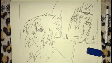 Drawing Sasuke and Itachi Uchiha (Naruto). Part 1 - Pencil work - YouTube