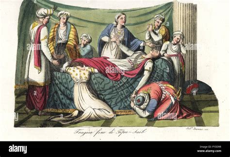 Tragic death of Tipu Sultan, or Tipu Sahib, the Tiger of Mysore, 1799 ...