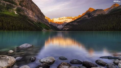 Jezioro, Lake Louise, Góry Skaliste, Kamienie, Park Narodowy Banff ...