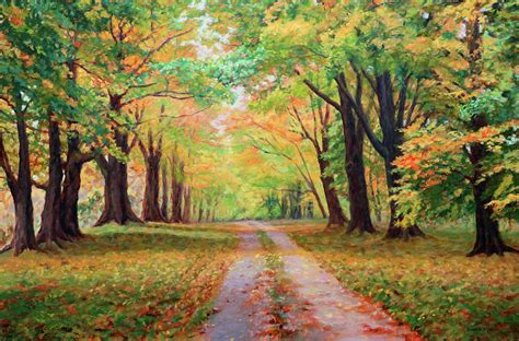 Country Lane - A walk in Autumn Painting by Bonnie Mason - Fine Art America