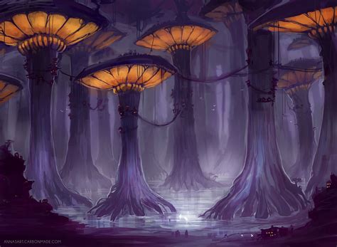 325 - Magic Mushrooms by iZonbi on deviantART | Paisaje de fantasía, Elfos oscuros, Dibujos