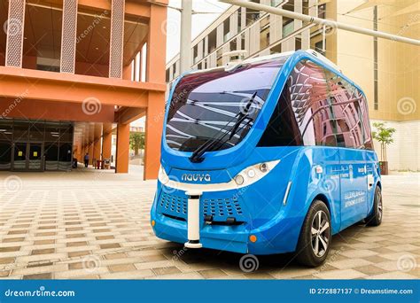 UAE, Abu Dhabi - 13th March, 2023: Autonomous Car Stand In Futuristic ...