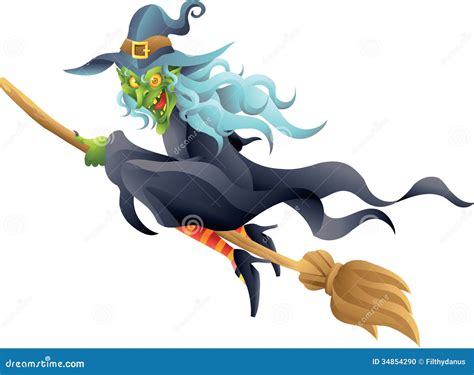 Halloween Witch On Broom Stock Photo - Image: 34854290