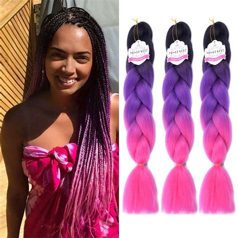 MSHAIR Ombre Jumbo Braiding Hair Extension Synthetic Kanekalon Fiber for Twist Braiding Hair ...