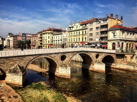 Latin Bridge, Sarajevo editorial stock image. Image of sunny - 174747524