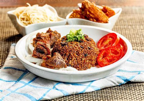 jollof rice with mean - vegetable and fruits 20069112 Stock Photo at ...