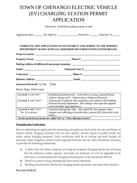 Electric Vehicle (EV) Charging Station Permit Application Doc Template | pdfFiller