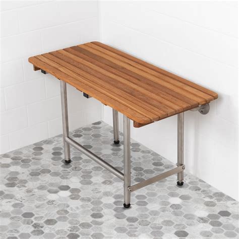 Teak ADA Shower Seats With Drop Down Legs (18" - 48" Wide) | Teak shower bench, Teak shower seat ...