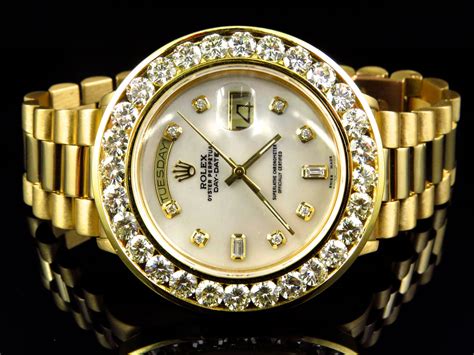 18k Yellow Gold Mens Large Diamond Solid Rolex President Day-Date Diamond Watch | eBay