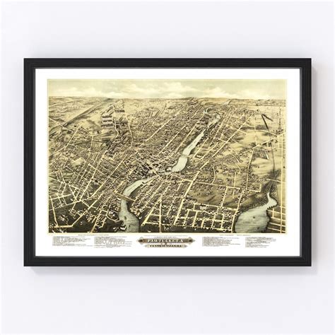 Vintage Map of Pawtucket, Rhode Island 1877 by Ted's Vintage Art