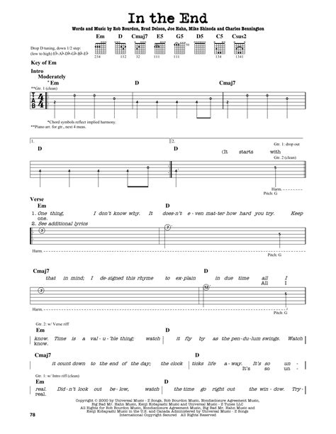 In The End by Linkin Park - Guitar Lead Sheet - Guitar Instructor