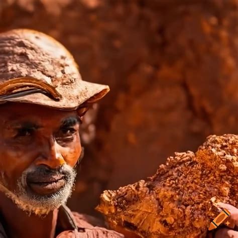 Photo of an indian man working in a bauxite mine on Craiyon