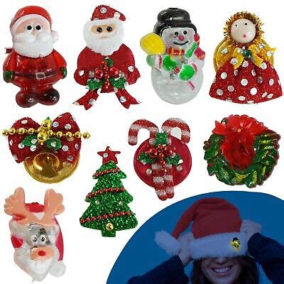 Battery Operated Flashing Lightup Xmas Brooches, Party Decor Festive ...