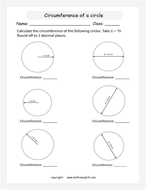 Calculate the circumference of circles given the radius and diameter.