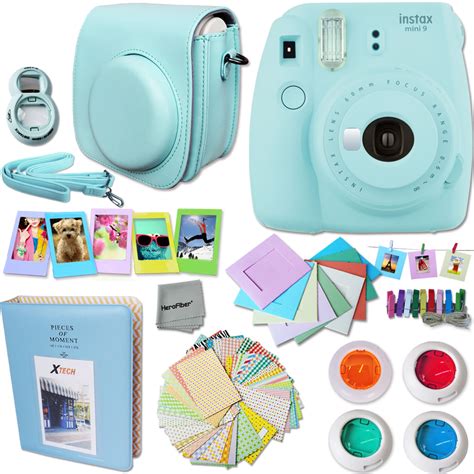 FujiFilm Instax Mini 9 Camera LIGHT BLUE + Accessories KIT for Instax Mini 9 Camera includes ...