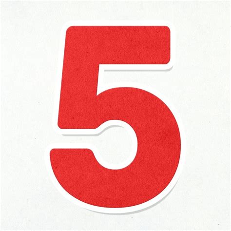 Red number five sticker design element | free image by rawpixel.com ...