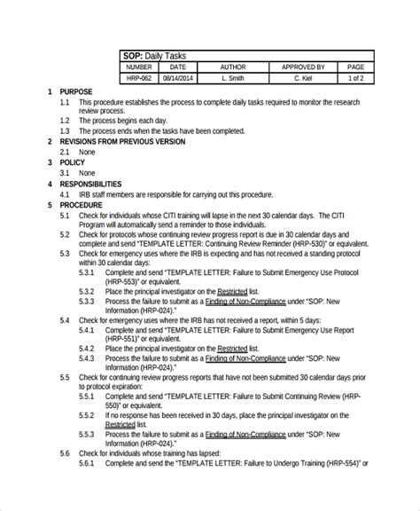 Sample Daily Task Template - 7+ Free Documents Download in PDF