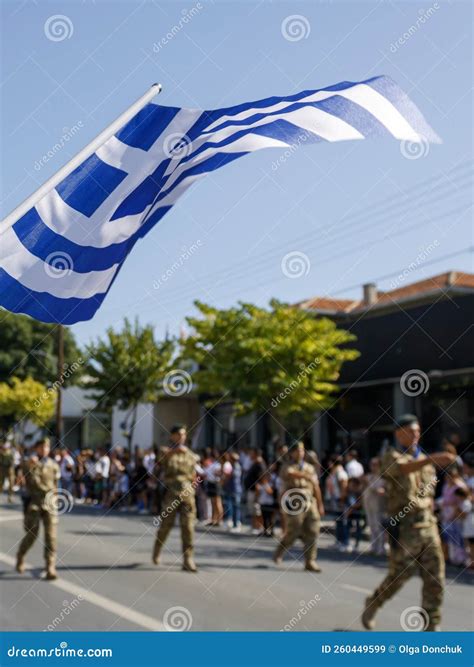 Greek Flag Waving on the Street during Parade Editorial Stock Image - Image of october ...