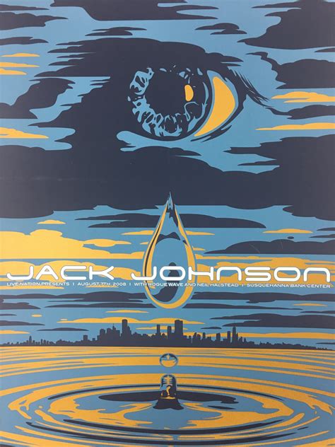 Jack Johnson - 2008 Todd Slater Poster Camden, NJ Susquehanna Bank Cen