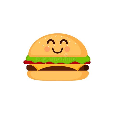 Isolated Burger Emote With Hands On Mouth Stock Vector - Illustration ...